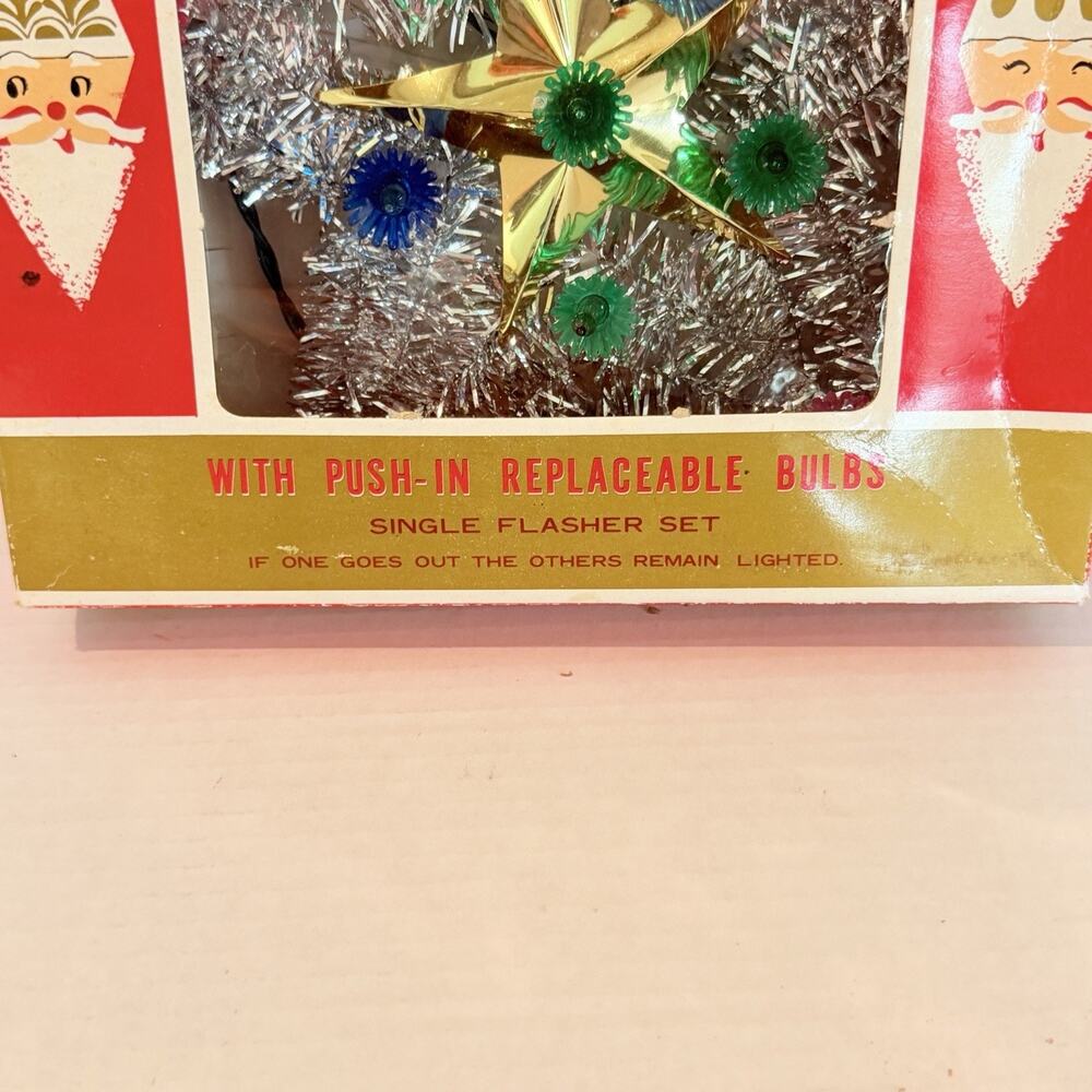 11 Lite Blinking Star Tree Top Christmas Star Box Vintage Blinks